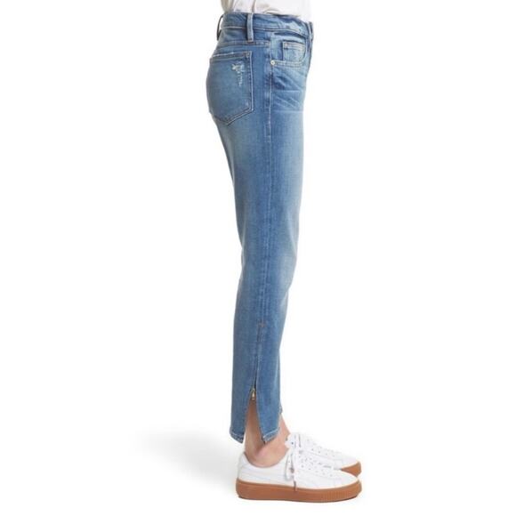 FRAME Le Boy Zip Hem Crop Jeans Ankle Picadilly Distressed Stretch Blue Size 26 - Picture 6 of 15